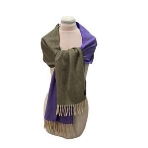 SEAWARD & STEARN LONDON Purple Gray 100% Lambswool Scarf 12x74 Made in Scotland